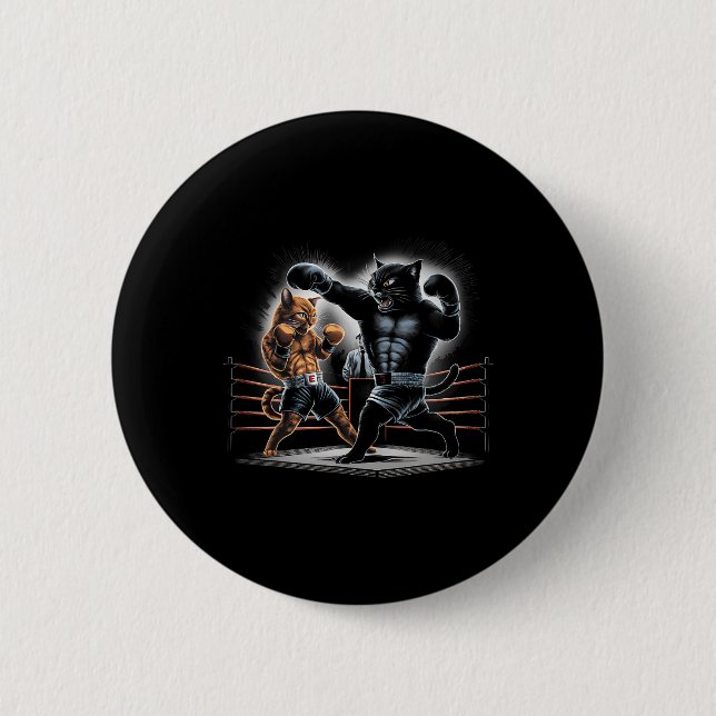 Badge Rond 5 Cm Boxe Chats Kitty Boxing Amateurs Design graphique (Devant)