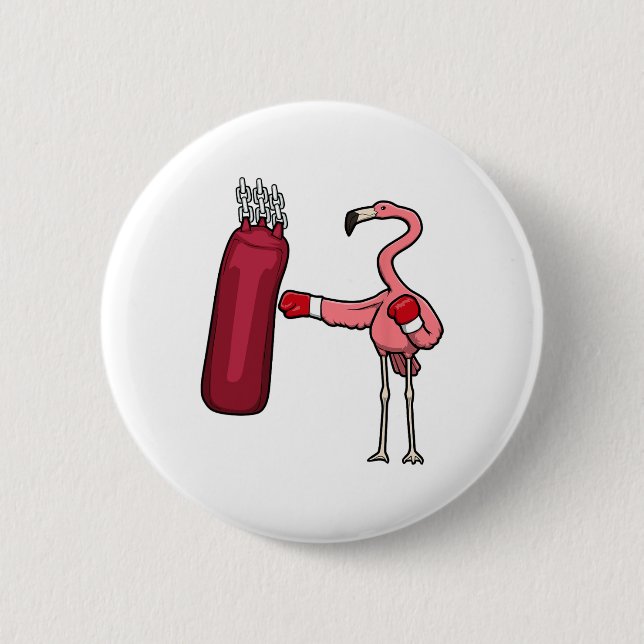 Badge Rond 5 Cm Boxe de Flamant rose auto-défense (Devant)