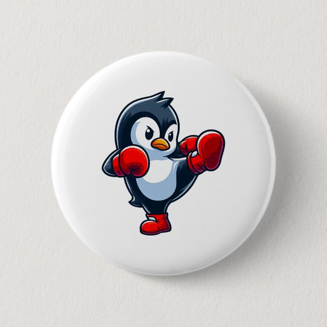 Badge Rond 5 Cm Boxe de manchot cool (Devant)