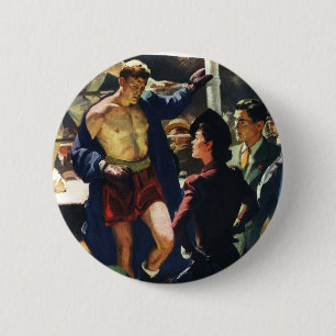 Badge Rond 5 Cm Boxe de sports vintages, Boxer quittant la ceintur