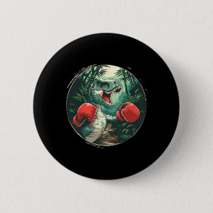 Badge Rond 5 Cm Boxe Dinosaure Boxer Dino Kickboxing T-rex Boxe