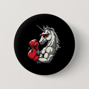 Badge Rond 5 Cm Boxe Unicorne Avec Gants De Boxe Kickboxing Cute