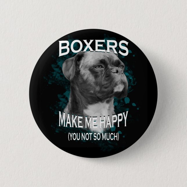 Badge Rond 5 Cm Boxer Chien Amoureux des animaux Texte d'art (Devant)