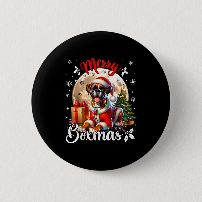Badge Rond 5 Cm Boxer Christmas Boxer Dog Costume Boxer Xmas Merry (Devant)