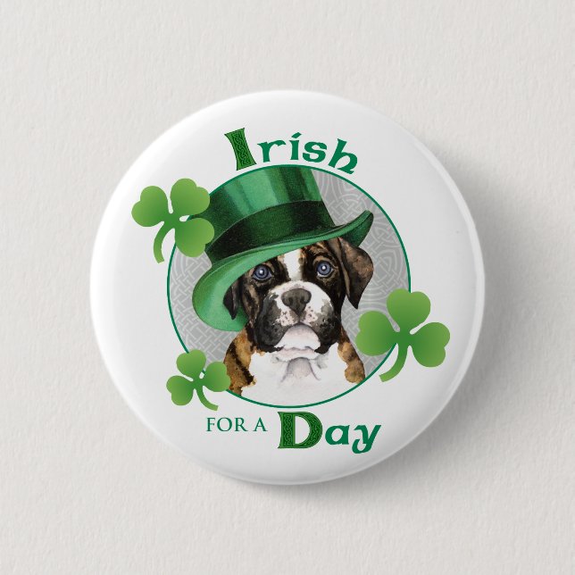 Badge Rond 5 Cm Boxer de la Saint Patrick (Devant)