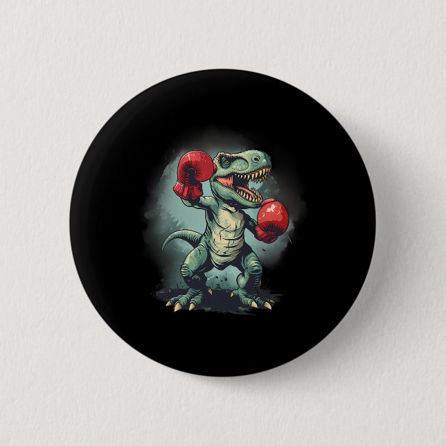 Badge Rond 5 Cm Boxer Dinosaur Boxing Dino Kickboxing T-rex Boxing (Devant)
