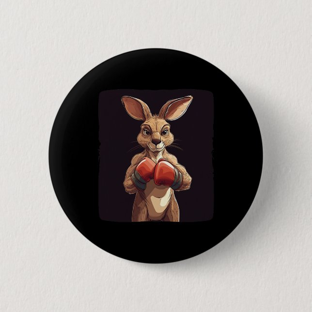 Badge Rond 5 Cm Boxer Gourmand Kangaroo Pour Un Punch Léger (Devant)