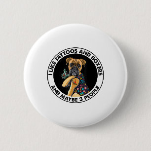 Badge Rond 5 Cm Boxer J'Aime Maman Tatouage Vêtements, Chiens Et T