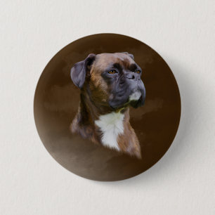 Badge Rond 5 Cm Boxer Peinture à l'huile de chien Portrait d'art