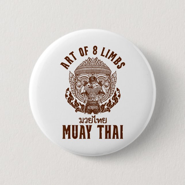 Badge Rond 5 Cm Boxer Thaï Muay Boxer Art De 8 Membres (Devant)
