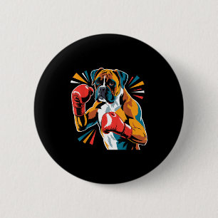 Badge Rond 5 Cm Boxeur de kickboxing amateurs de chiens de boxe dr