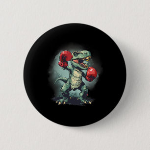Badge Rond 5 Cm Boxeur Dinosaur Boxe Dino Kickboxing T-rex Boxe