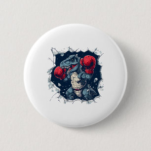 Badge Rond 5 Cm Boxeur Dinosaure Boxe T-rex Kickboxing Dino Boxe