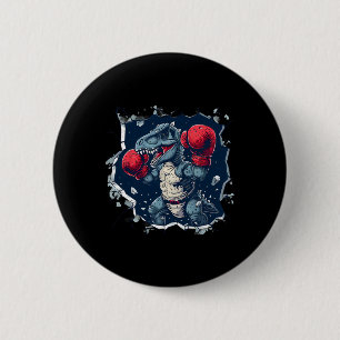 Badge Rond 5 Cm Boxeur Dinosaure Boxeur T-rex Kickboxing Dino Boxe