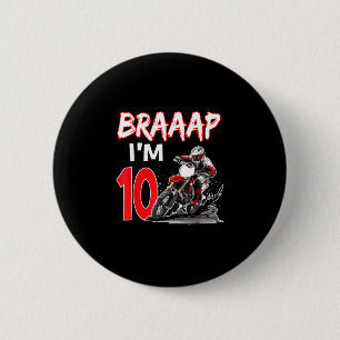 Badge Rond 5 Cm Braaap 10 ans pilote de motocross en moto cross 10