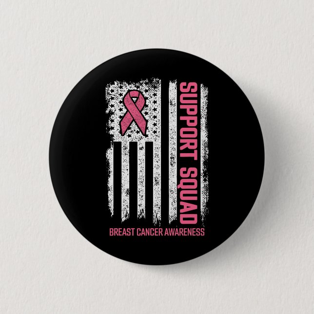 Badge Rond 5 Cm Braille Cancer Shirts Support Squad Breast Cancer (Devant)