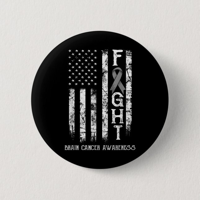 Badge Rond 5 Cm Brain Cancer Warrior Us Flag  (Devant)