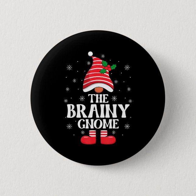Badge Rond 5 Cm Brainy Gnome Christmas Family Matching Group Funny (Devant)