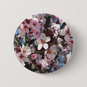 Badge Rond 5 Cm Branche de fleurs roses Printemps Floral