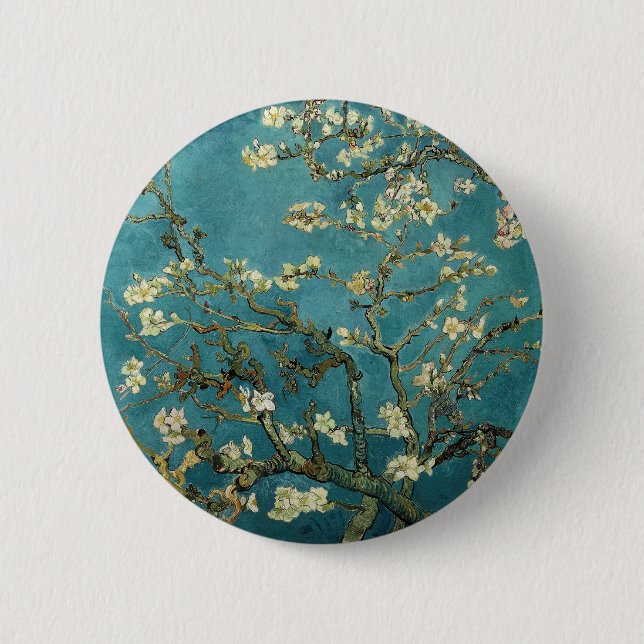 Badge Rond 5 Cm Branches d'amande en fleur (Devant)