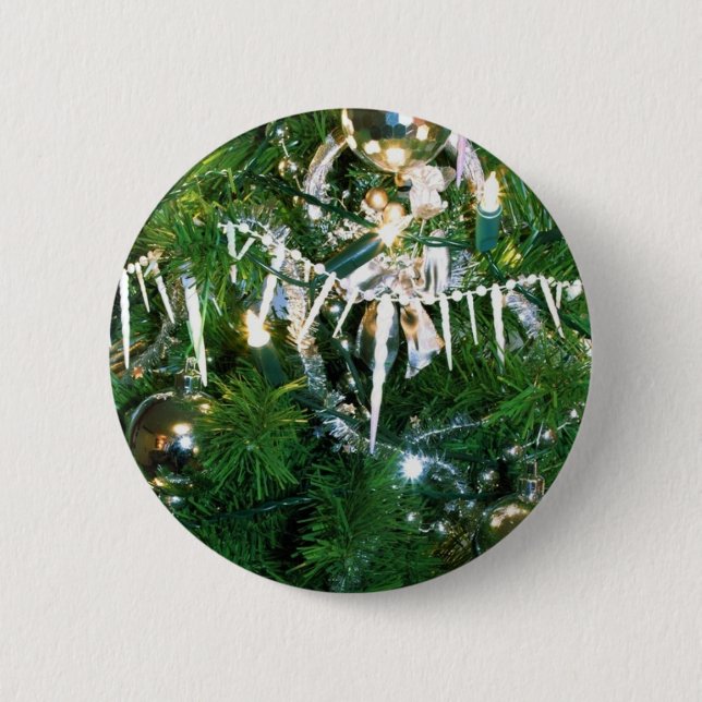 Badge Rond 5 Cm Branches d'arbres de vacances décorées (Devant)