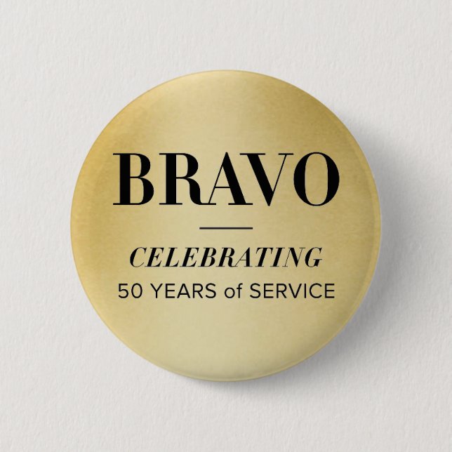Badge Rond 5 Cm BRAVO 50ème bouton (Devant)
