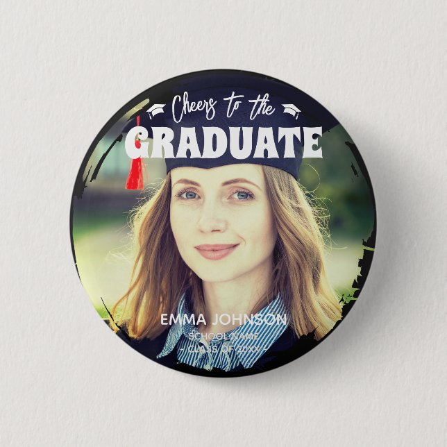 Badge Rond 5 Cm Bravo à l'étudiant Diplômé Personnalisé Nom de la  (Devant)