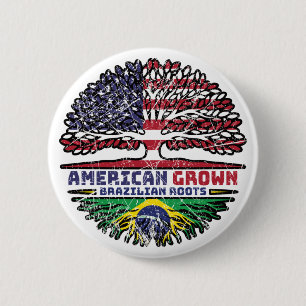 Badge Rond 5 Cm Brazilian Brazil US American États-Unis