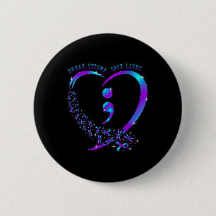 Badge Rond 5 Cm Break Stigma Sauver des vies Coeur Semicolon Suici