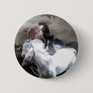 Badge Rond 5 Cm Breaking Free - Chevaux sauvages
