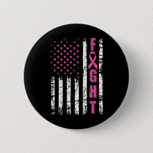 Badge Rond 5 Cm Breast Cancer Awareness American Flag Fight Pink R