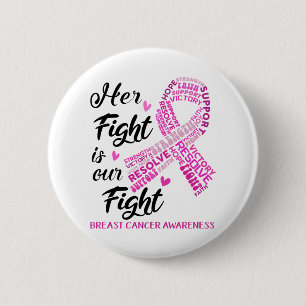 Badge Rond 5 Cm Breast Cancer Awareness Her Fight is my Fight