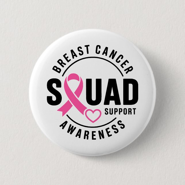 Badge Rond 5 Cm Breast Cancer Awareness Squad Support (Devant)