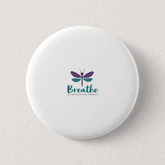 Badge Rond 5 Cm Breathe Dragonfly Suicide Prevention mental health (Devant)