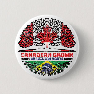 Badge Rond 5 Cm Brésil Brésil Canada Drapeau des racines de l'arbr