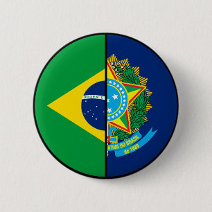 Badge Rond 5 Cm Brésil Drapeau et blason Patriotique