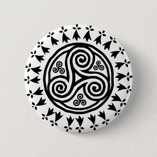 Badge Rond 5 Cm Breton triskel & hermines (Devant)