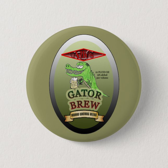 Badge Rond 5 Cm Brew de l'alligator de l'allié (Devant)