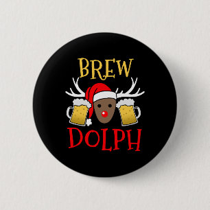 Badge Rond 5 Cm Brewdolph - Drôle Reindeer Bière cadeau de Noël