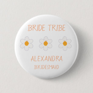 Badge Rond 5 Cm Bribe Tribe Peach Floral Bachelorette Bridesmaid