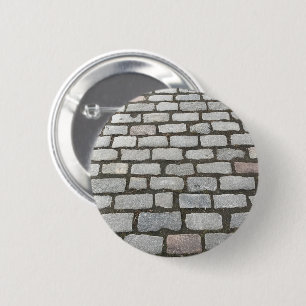 Badge Rond 5 Cm Brick Cobblestone Street Pathway Nature Photograph