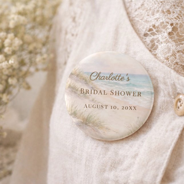 Badge Rond 5 Cm Bridal Shower beach coastal elegant (Créateur téléchargé)