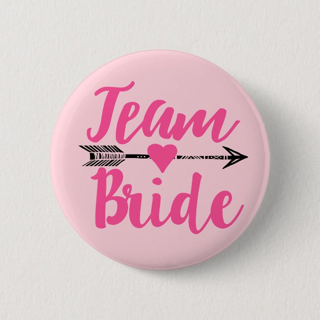 Badge Rond 5 Cm Bride d'équipe|rose (Devant)