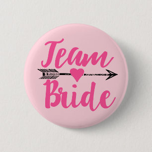 Badge Rond 5 Cm Bride d'équipe rose