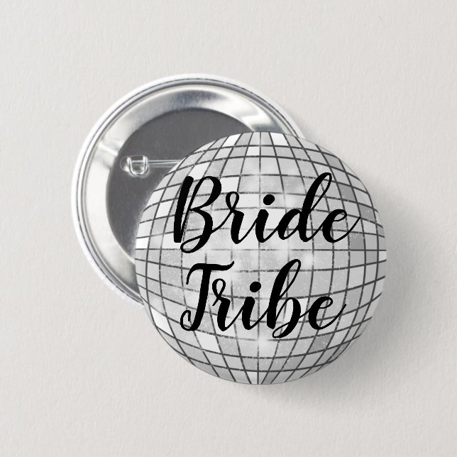 Badge Rond 5 Cm Bride Tribe Disco Ball Pin (Devant & derrière)