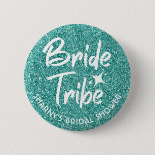 Badge Rond 5 Cm Bride Tribe Fête des mariées Pin Turquoise