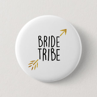 Badge Rond 5 Cm {Bride Tribe} Noir & Or
