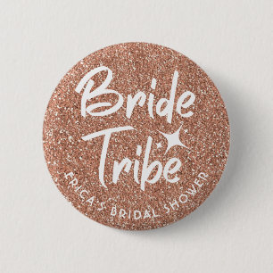 Badge Rond 5 Cm Bride tribe nuptiale douche rose épingle d'or
