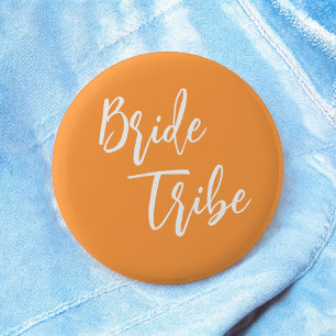 Badge Rond 5 Cm Bride Tribe Orange Mariage blanc