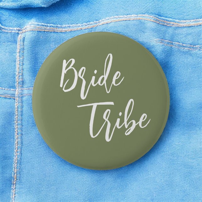 Badge Rond 5 Cm Bride Tribe Sage Green Mariage blanc (Créateur téléchargé)